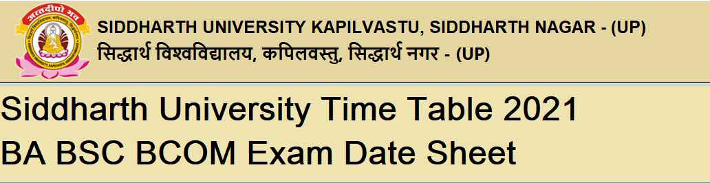 Siddharth University Time Table