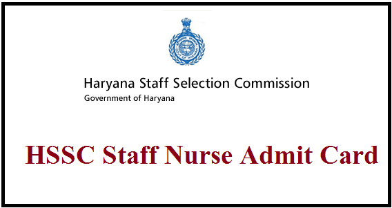 HSSC Staff Nurse Admit Card 2021