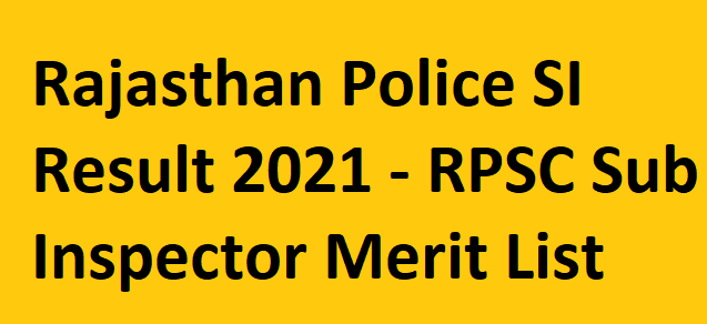 Rajasthan Police SI Result