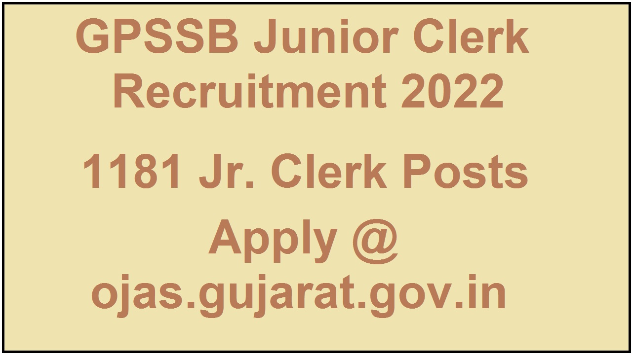 GPSSB Junior Clerk Recruitment 2022